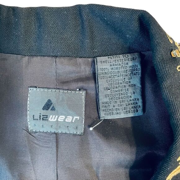 Vintage 90s Liz wear Petite Black and gold embroidered beaded vest - Picture 7 of 11